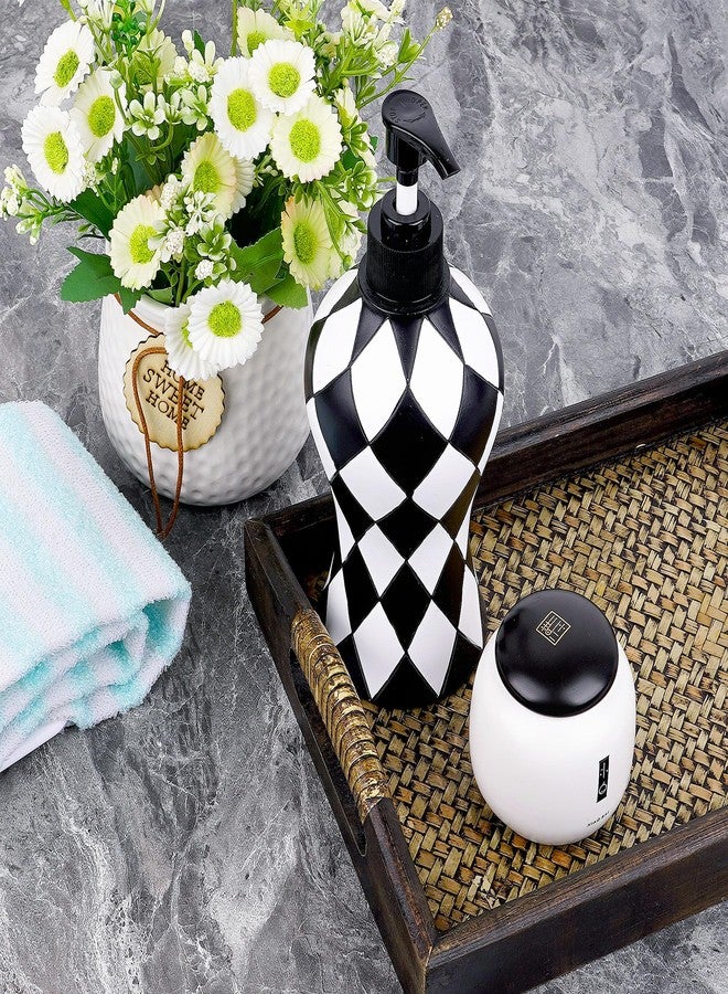BUNCHBRAVO Elegant Diamond Soap Dispenser | 16oz Hand-Painted Resin Pump Bottle | Modern Minimalist Bathroom, Kitchen, or Vanity Counter Decor - Image 2